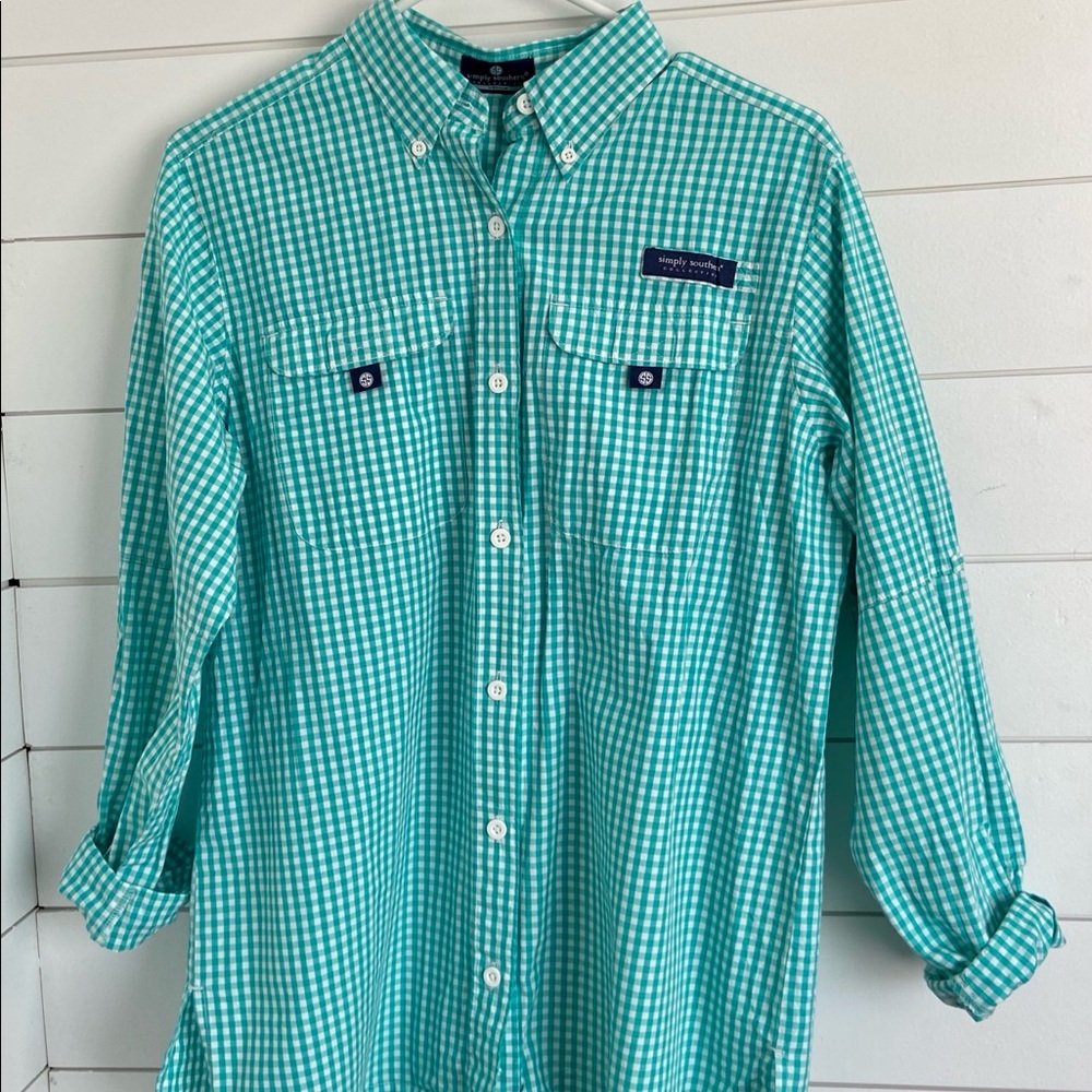 Simply Southern Gingham button down- unisex fit